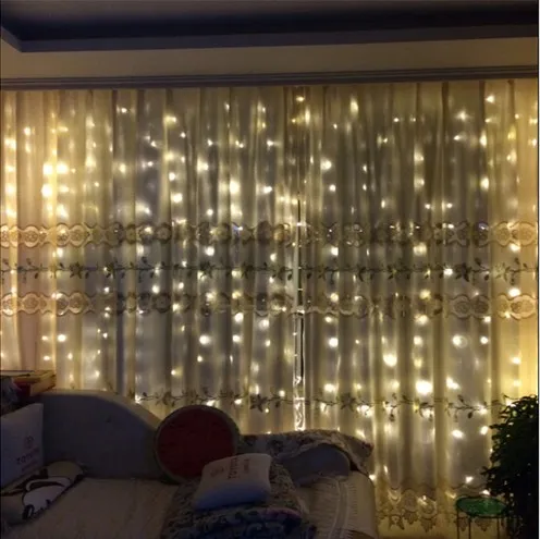 6M x 5M 910 LED para casa ao ar livre feriado natal decorativo casamento natal corda fada cortina guirlandas tira luzes de festa ac 110v 22281u