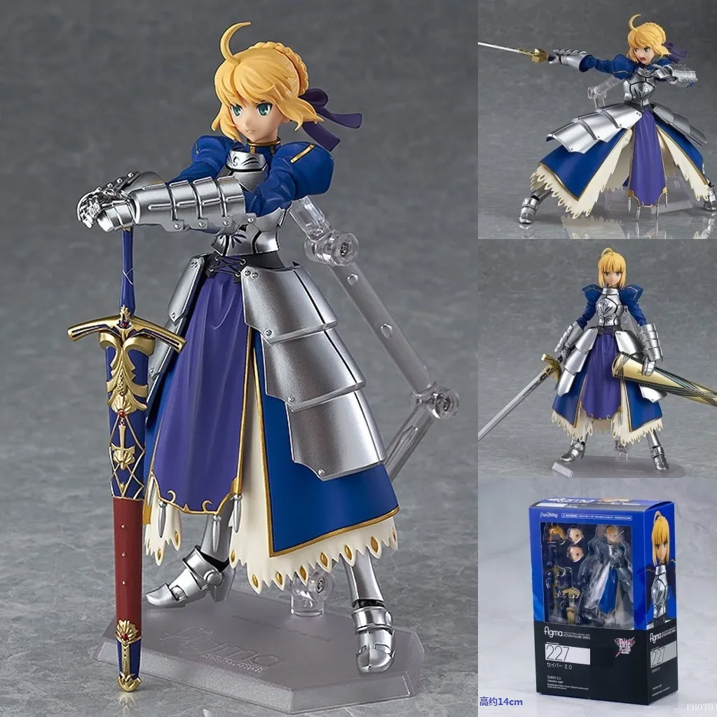 Anime Fate Stay Night Saber Figma 227 PVC Action Figure Collectible Modell Toy 14cm Gratis frakt i lager