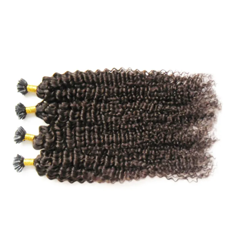Mongolisk kinky lockigt hår 200g Human Fusion Hair Nail U Tip 100 Remy Human Hair Extensions 200S Keratin Stick Tip1754968