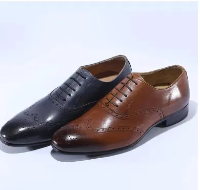 2017 nouvelles chaussures pour hommes Oxfords chaussures pour hommes chaussures faites à la main sur mesure chaussures semi-brogue en cuir de veau véritable