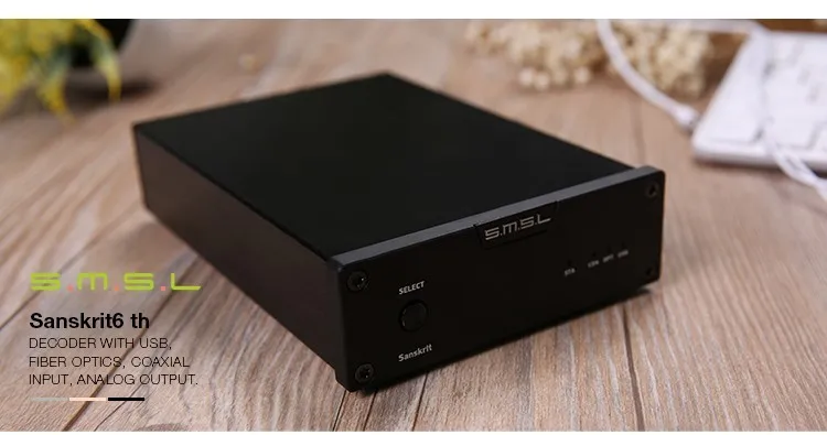 SMSL Latest 6th Sanskrit USB DAC 32BIT192Khz Coaxial SPDIF Optical Hifi Audio Amplifier Decoder New Version With Power Adapter 2