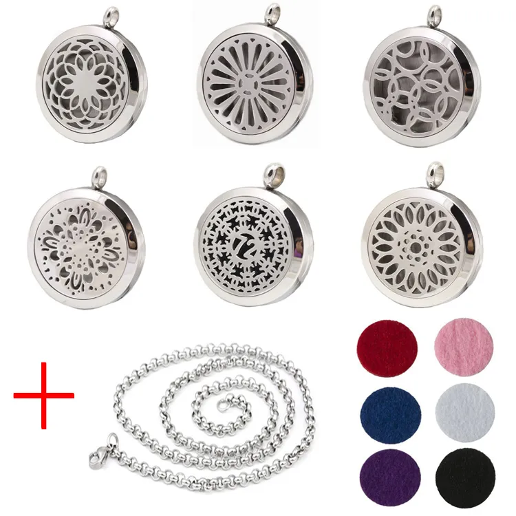 Aroma Jewelry 30mm Perfume Locket 316L Stainless Steel Essential Oil Aromatherapy Diffuser Locket Pendant (Send Chain Felt Pad) WS-2