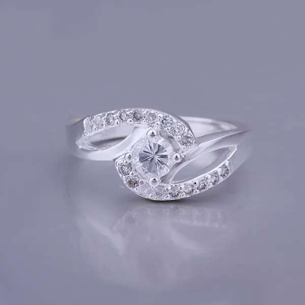 Hot sale Bicyclic gemstone 925 silver plated ring DMSR142 Brand new high grade sterling silver plated finger rings