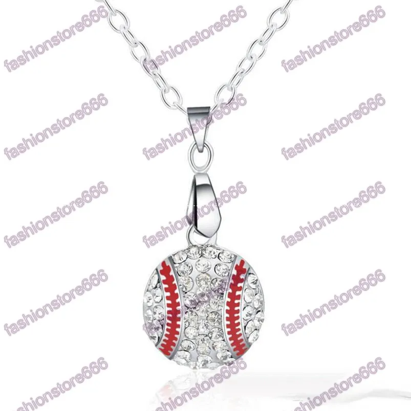 Crystal Baseball Pendant Earrings Necklace Jewelry Sets Fashion Sports Jewelry Best Friend Gift For Team Club Base Ball Lovers