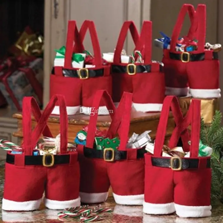 크리스마스는 새로운 산타 바지 디자인 치료에 사탕 부대 웨딩 새해 크리스마스 선물 가방 니트 장식 산타 부대 장식품 20cm