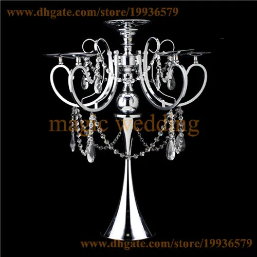 27.5 Alto Ouro Metal Candelabro Candelabro Votiva Velas Casamento Central de casamento - com cadeias acrílicas e grandes lágrimas