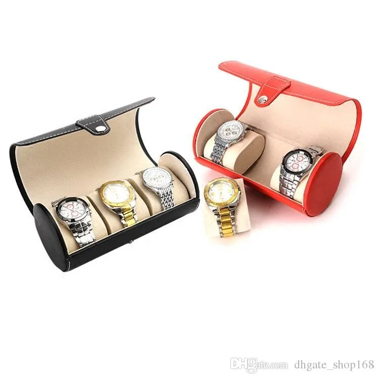 Round Watch Case Pu Cortex 3-Position Round Watch Box Hand Chain Box Jewelry Counter ...