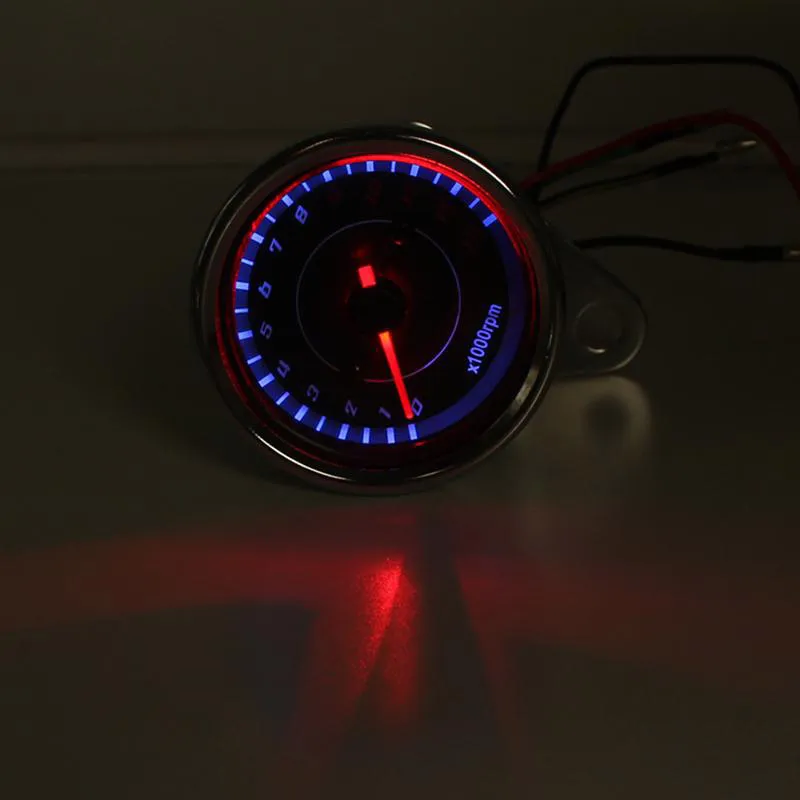 Universal 12V Motorcycle LED Tachometer Speedometer Odometer Cruisers Scooter Speed Meter Gauge with Blue LED Backlight4551569