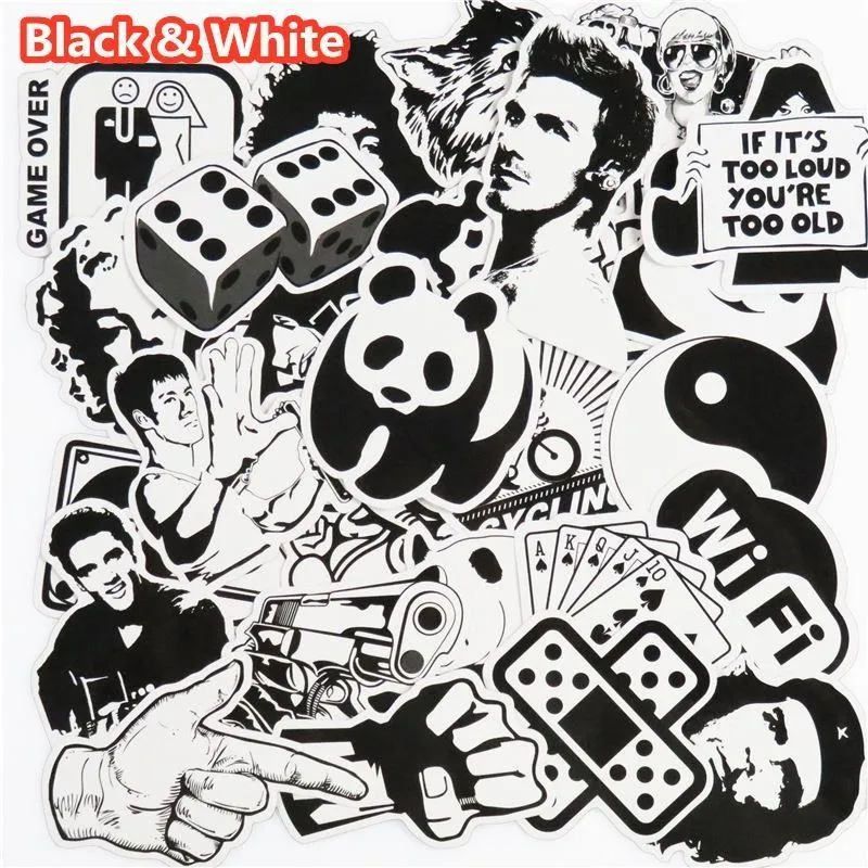 New Black And White Sticker Snowboard Car Styling Sleigh Box Luggage