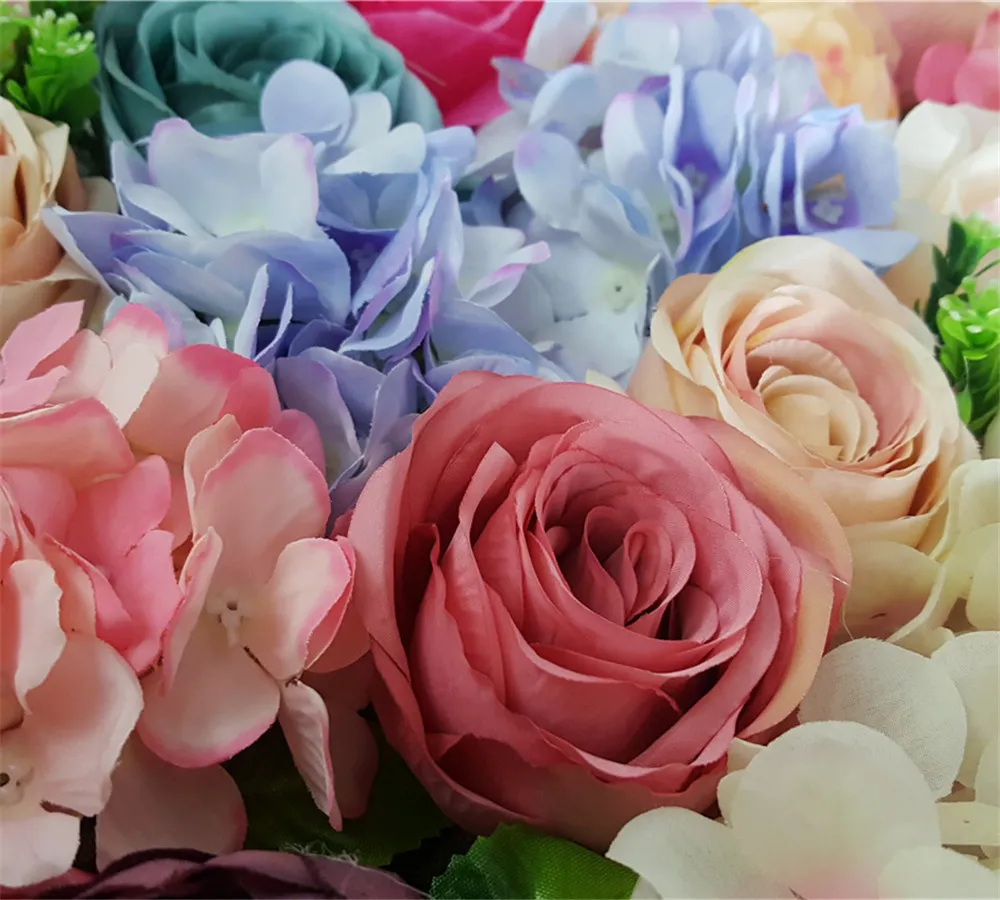 1 個造花壁結婚式の花の背景シルクローズ牡丹アジサイの花壁道路主要な花イベントパーティー用品