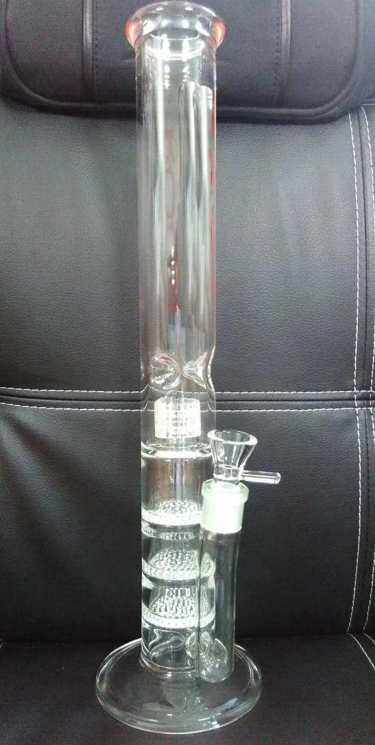 clearance sale 17.5 inch glass bong with 3 Waffle honeycomb disk filter 18mm tyre water filter 