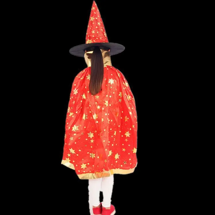 Halloween Cloak Cap Party Cosplay Prop Festival Fancy Dress Costumi bambini Witch Wizard Gown Robe and Hats Costume Cape Kids wa4233