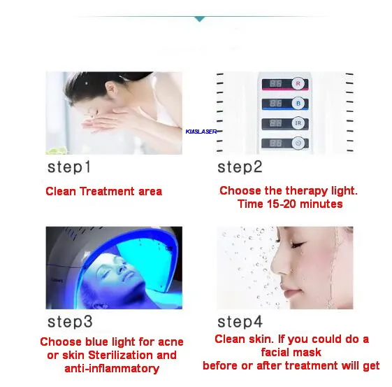 4 färger rödblå infraröd PDT LED Light Therapy Acne Freckle Removal Whitening Photon Skin Föryngring Skönhetsmaskin