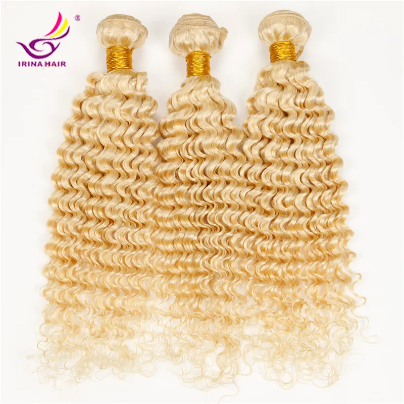 Irina beauty hair deep wave style virgin brazilian 613 hair extensions blonde deep curly honey lightest blonde hair bundles