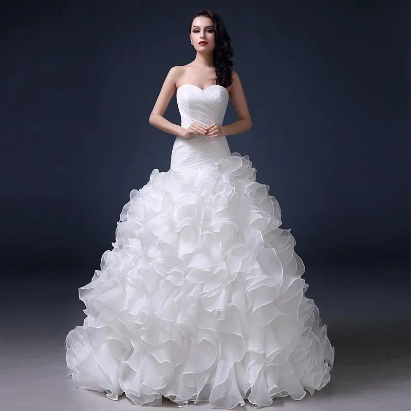 chinese dress ladies Tiered Skirt Floral Lace Ball Gown Wedding Dress