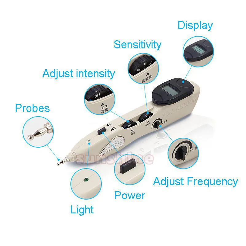 Caneta elétrica de ponto de acupuntura meridiano detector automático de meridiano diagnóstico dispositivo de massagem de estimulação de acupuntura para uso doméstico 3282477