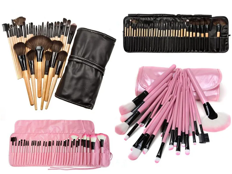 32 pcs / conjunto profissional beleza maquiagem pincéis conjunto ferramentas base blush olho sombra pó compõem escova de pincel kit higiênico caso