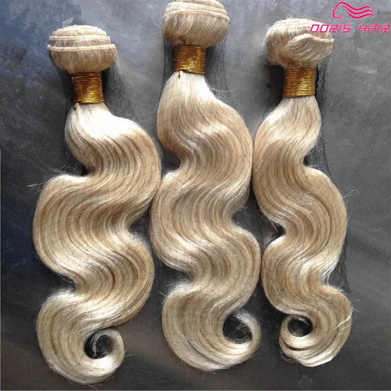 luxury Blond remy Hair Weave bundles Brazilian Indian human hair wefts Body Wave colored dyeable free DHL