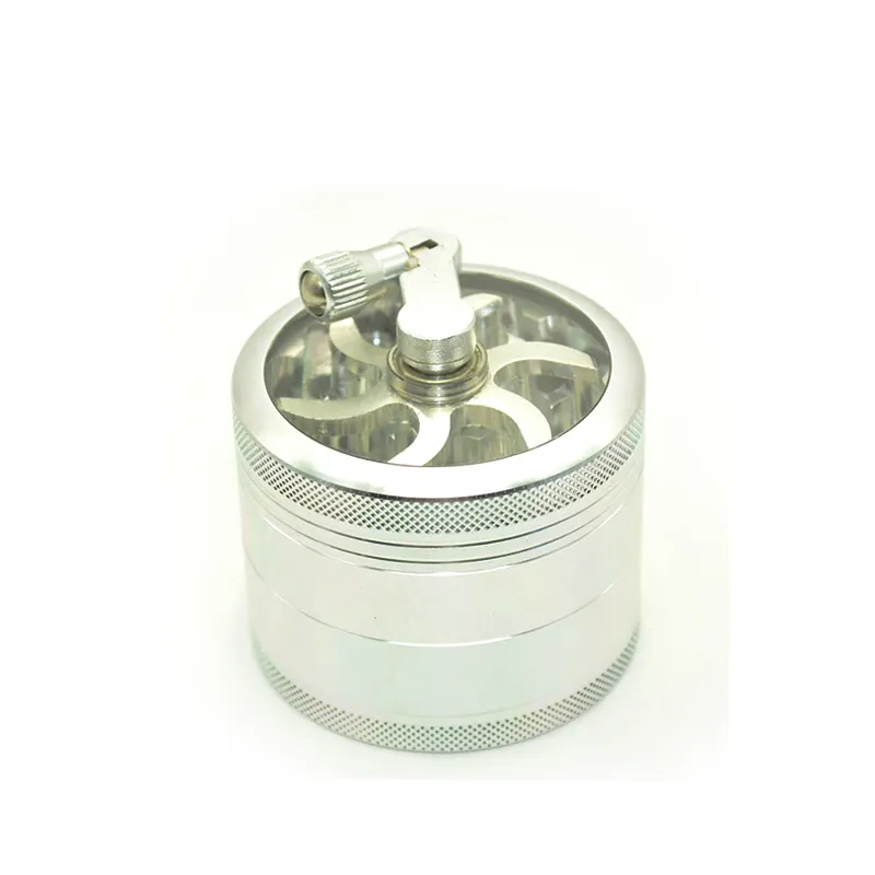 aluminum sawtooth grinder with handle rolling pollen hand-crankingTobacco Grinder Smoke Grinders 4 laye smoking New &wholesale