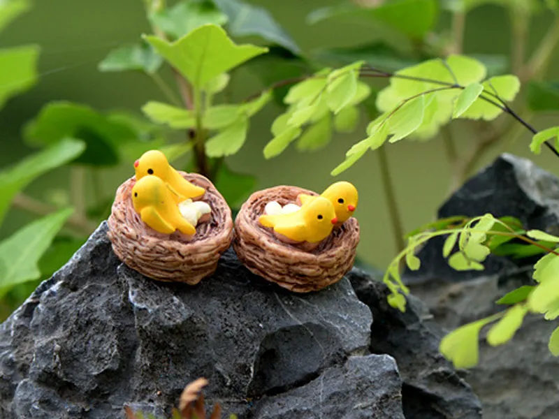 Mini nid avec oiseaux, miniatures, joli, mignon, nain de jardin féerique, décoration de terrarium en mousse, artisanat, bonsaï, maison de poupée, bricolage, 20 pièces