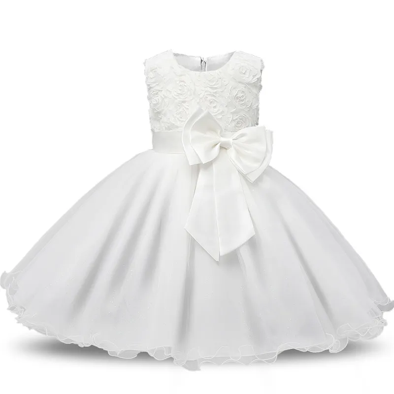Bebek Kız Giydirme Parti Dantel Elbise Çocuk 9 renk 3D Gül Çiçek Elbiseler Çocuk Giyim Kız Düğün Prenses Elbise A08