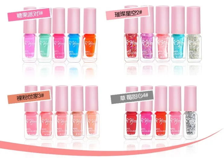 2016 Nyanlända mode 5PCS / set kvinnor nagellack konst manikyr 6ml / pc emalj nagellack långvarig blötlägg lack