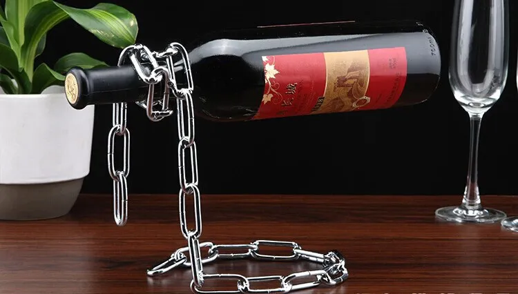 Red Wine Bottle Holder Creative Suspension Rope Chain Support Frame For Red Wine Bottle 3cm Home Furnishing ornaments 