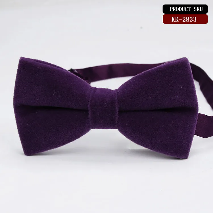 المخملية ربطة pleuche bowknot 17 ألوان الصلبة ربطة 12 * 6.5 سنتيمتر حزب الذكرى هدية عيد الأب