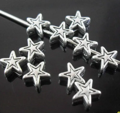 500PCS Tibetan Silver Star Spacer Beads Fit Jóias 6x3mm Navio livre novo