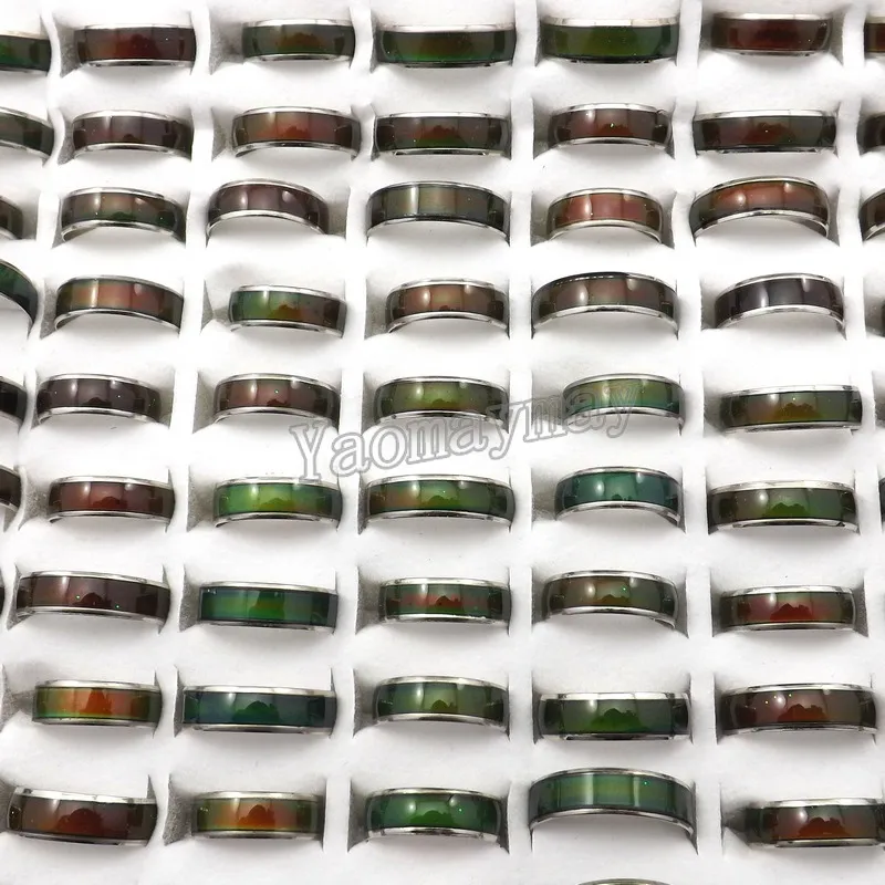 Moda Darmowa wysyłka Darmowa wysyłka, 100 sztuk mieszanki rozmiar pierścień nastrój zmienia kolor z temperatury