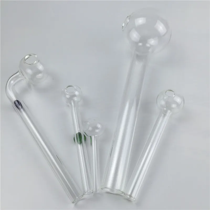 Packung mit 5 Ölbrennerpfeifen aus dickem Glas mit 185 mm, 150 mm, 100 mm und 60 mm, gemischte Farbe, Pyrex-Handpfeife, Ölbrenner-Bubbler zum Rauchen