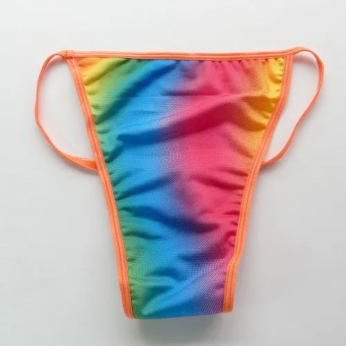 Męskie sznurki bikini mroczne majtki wybrzuszenia konturowana torebka g4484 elastyczne pływanie męskie bieliznę Rainbow Colors223y