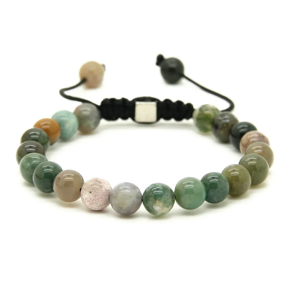 Wholesale Mens Bracelets 8mm Natural Green Faceted Agate Stone, Aventurine Stone Beads Macrame Lucky Jewelry
