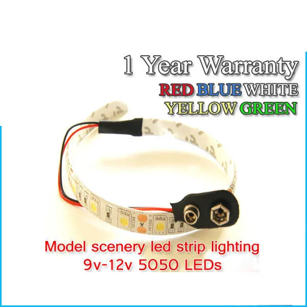 Model Demiryolu LED Işık Sahne 5050 LED Şeritler 9 V PP3 12 V Beyaz Mavi Kırmızı Yeşil ARABA KAMYON ALTıNDA Bebekler Evi 5 CM 10 CM 30 CM 60 CM 120 CM DHL