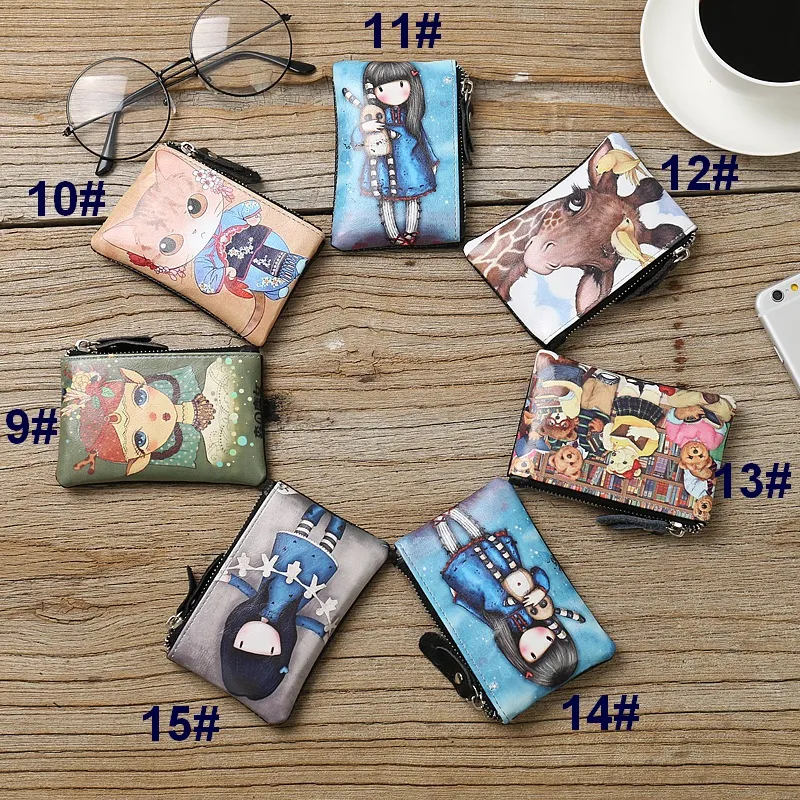 Cartoon Cute Coin Wallets holders Ladies Girls boys Cow Genuine Leather Zipper wallets and Credit card holders packet Purses top fashion