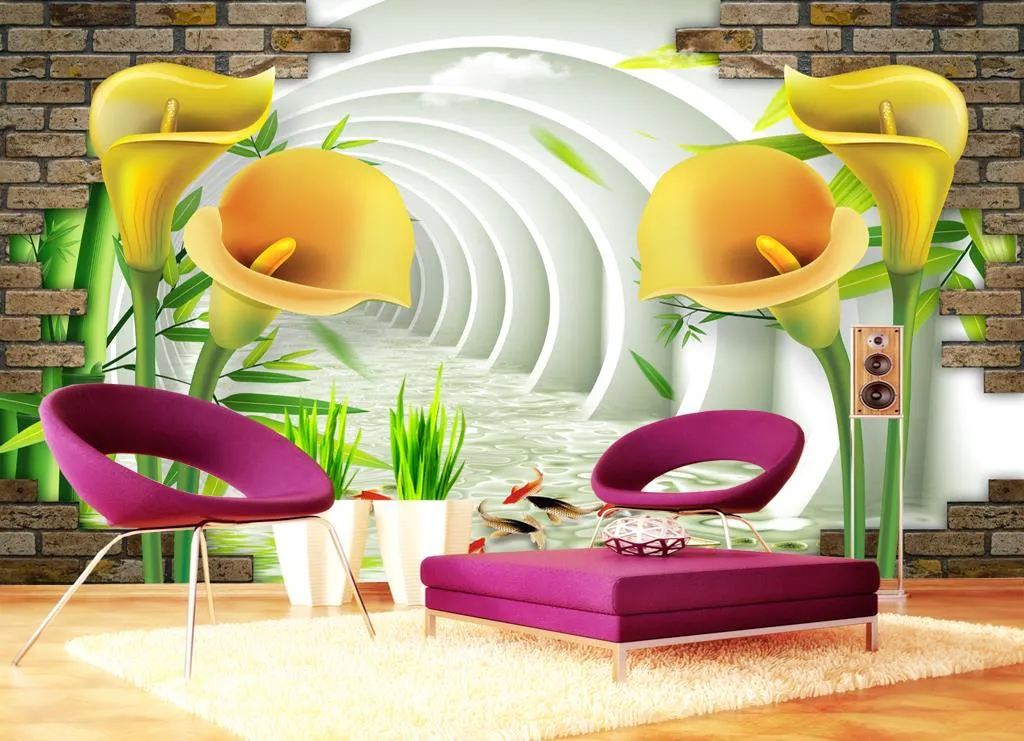 Flores 3d Stereoscopic Wallpaper Murale Soggiorno Divano TV Sfondo Seamless Wallpaper Non tessuto Pintura Decorativa