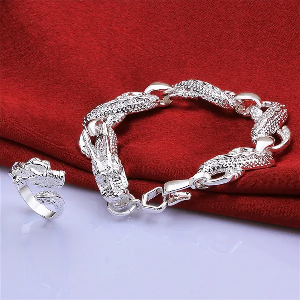 Kostenloser Versand 925 Sterling Silber Leading Sets Schmucksets DFMSS755C brandneue Fabrik Direktverkauf Hochzeit 925 Silber Armband Ring