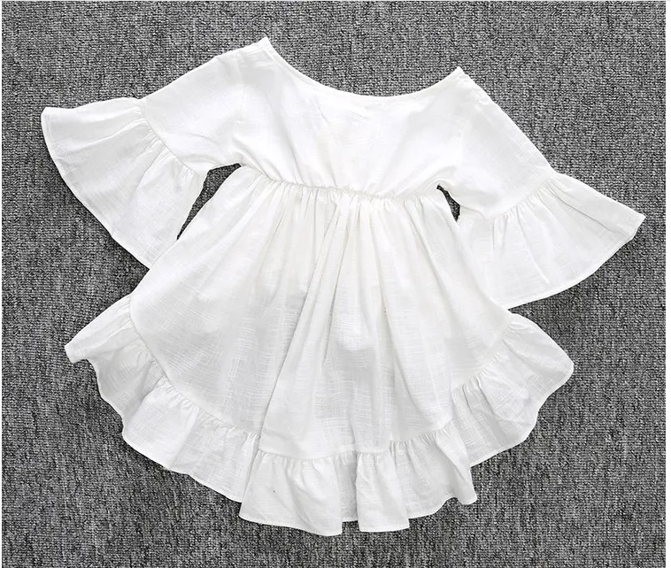 2016 New Arrival Girl Princess Dress White Color Lovely Cute Girls Dresses High Quality 100 Cotton Children Clothing Kids Tops 804727798