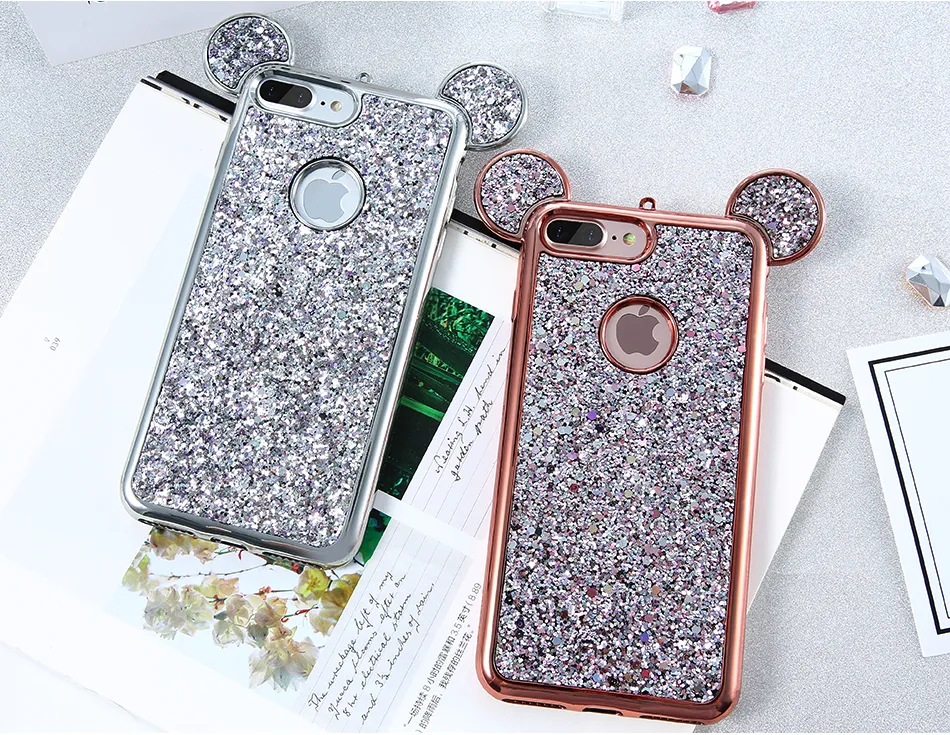 Bling Silicone Case voor iPhone 6 6S 7 7 Plus Cover 3D Cartoon Patroon Ultra Dunne Case voor iPhone7 iPhone 5 5 S SE