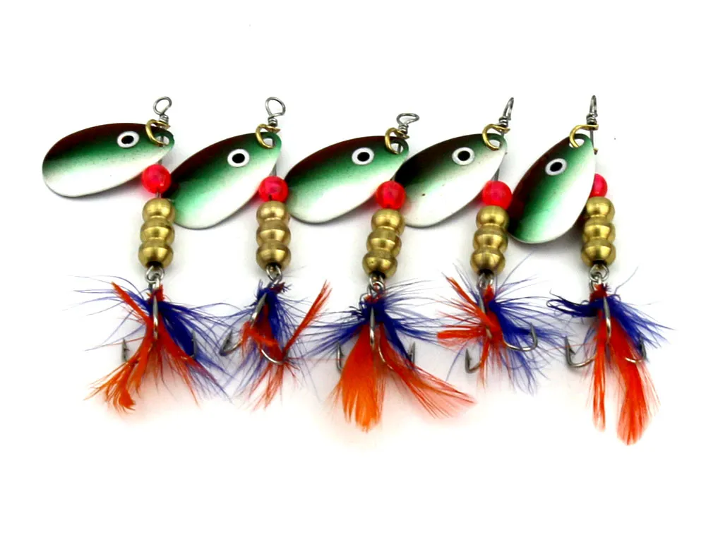 100 stks Groothandel Nieuwe 6.3cm 5.7g Spinner Aas Vissen Lokken Lepels Verse Water Ondiepe Water Bass Walleye Crappie Minnow Hard Aass