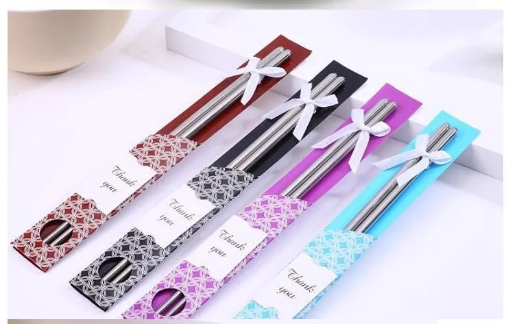 East Meets West Stainless steel chopsticks Chinese style wedding Wedding / Function favors gifts DHL FEDEX 