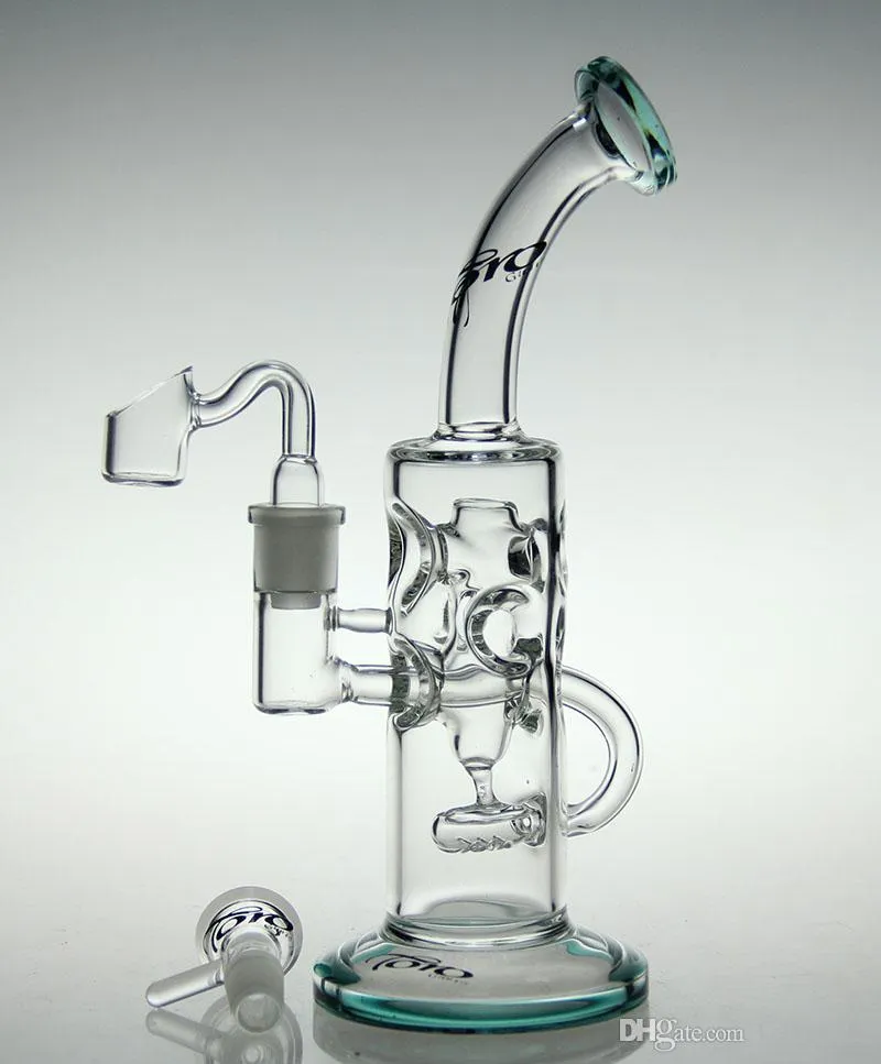 Bong 10 "pouces bang en verre circulant des conduites d'eau en verre d'eau recycleur bong 14.4mm joint bol en verre pipe à fumer