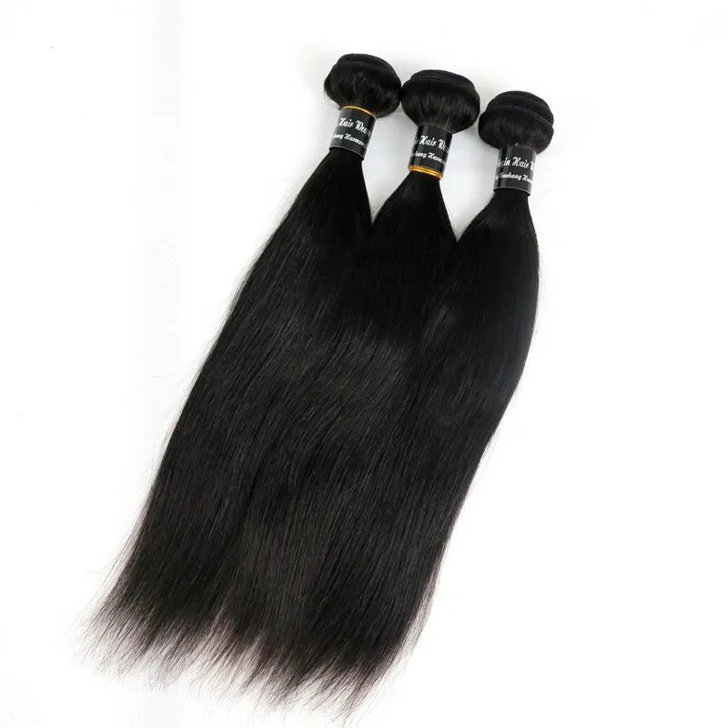 Partihandel Raw Virgin Hair Buntar Inslag Obearbetade Straight Body Wave Brazilian Indian Malaysian Peruian Extensions