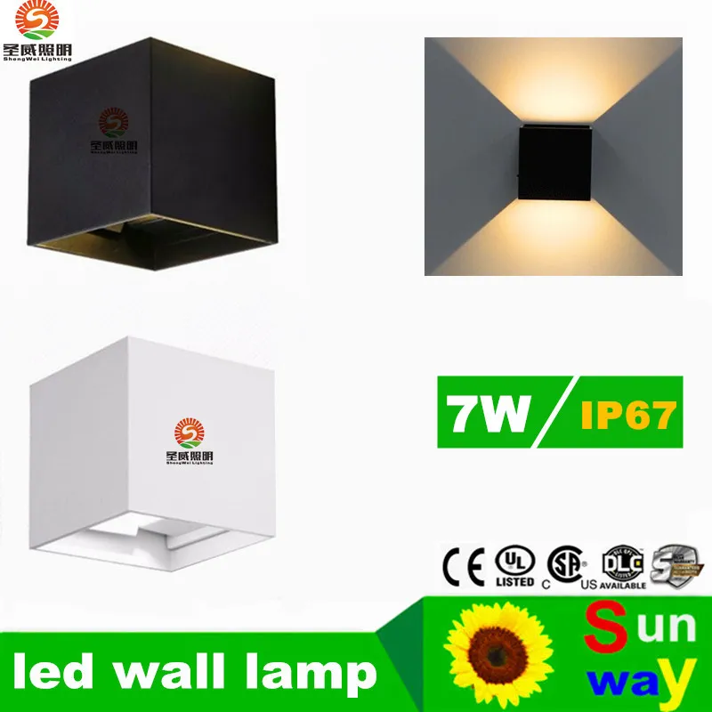 Lampada da parete per esterni impermeabile Sorgente LED da 7W Illuminazione su e giù Illuminazione moderna minimalista per interni ed esterni Portico Luci da giardino Luci da parete