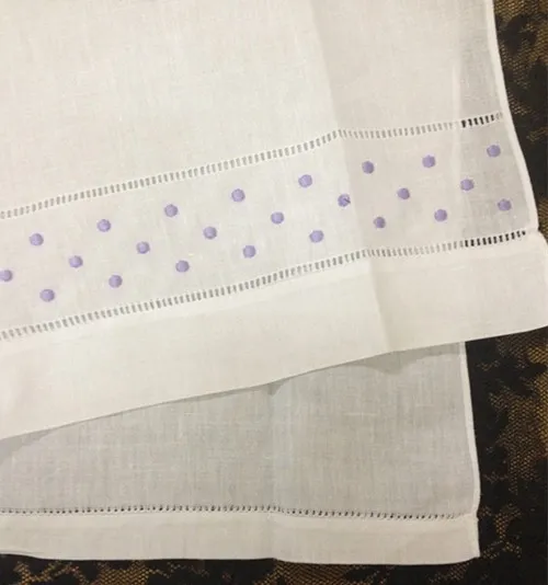 Home Textiles Towel 14"x22"white Linen Vintage & Holiday Guest Towel with Embroidery Light purple Dot For Occasions