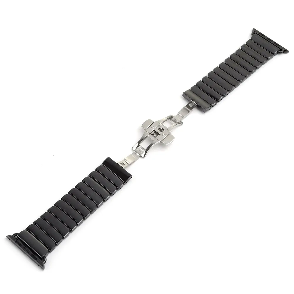 Bracelet de montre en céramique de luxe haut de gamme pour Apple Watch 42mm 38mm bande papillon en céramique lisse Bracelet ceinture pour Iwatch 3 2 1 série bracelet