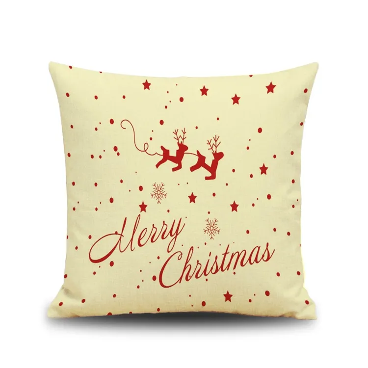 Christmas Reindeer Cushion Cover Happy New Year Pillow Cover Christmas Reindeers Pillow Case Home Decor Pillowcases