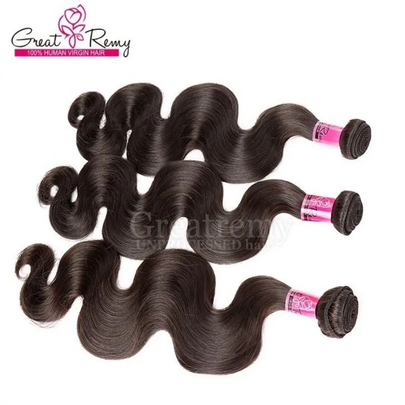 Indian Virgin Hair 3pcs/lot Remy Human Hair Weave Wavy Body Wave Free Shipping Natural Color