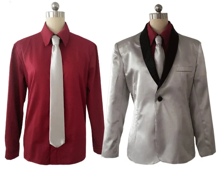 Suicide Squad cosplay The Joker Costume Cosplay Suit Silver Jacket Coat Psychos Killers Jacket shirt pants tie227W