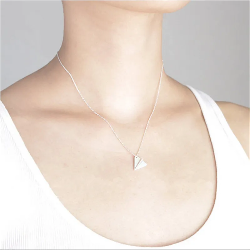 Hot sell hippie chic paper airplane pendant necklace Bohemian fashion women Neclaces 2016 ms thin necklace festival best gift